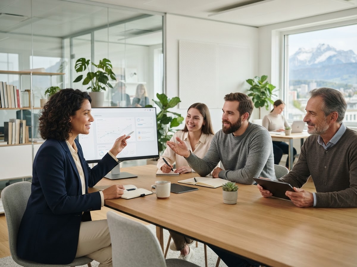 BitMeridian Al Team bei der Analyse von Marktdaten